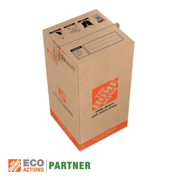 The Home Depot 20 in. L x 20 in. W x 39 in. H Heavy Duty Tall Wardrobe Moving Box ECOWARDTALL The Home Depot