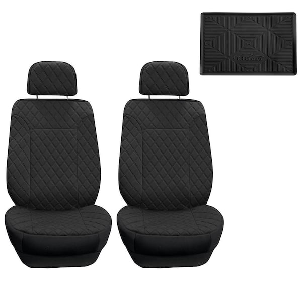 FH Group Deluxe Diamond Pattern Faux Leather Seat Cushions for Car Truck  SUV Van - Gray/Black Front Seats