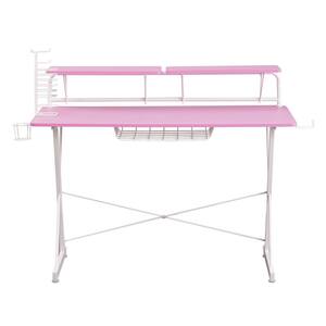 47.27" TS-200 Carbon Computer Gaming Desk with Shelving, Pink