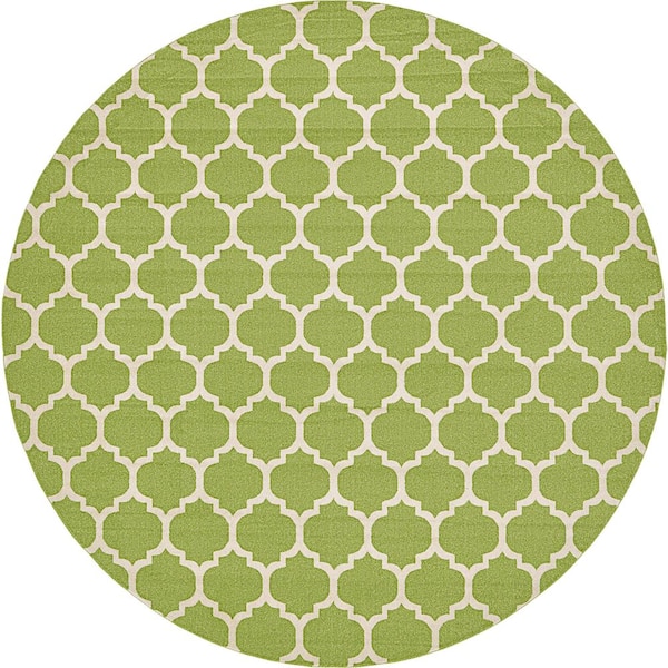 Unique Loom Trellis Philadelphia Light Green/Beige 12' 2 x 12' 2 Round Rug