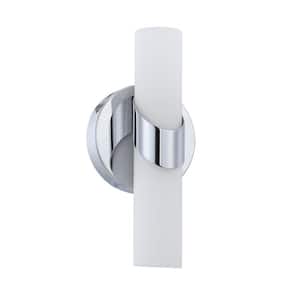 CANDELA 4.5 in. 2 Light Chrome Wall Sconce with White Glass Shade