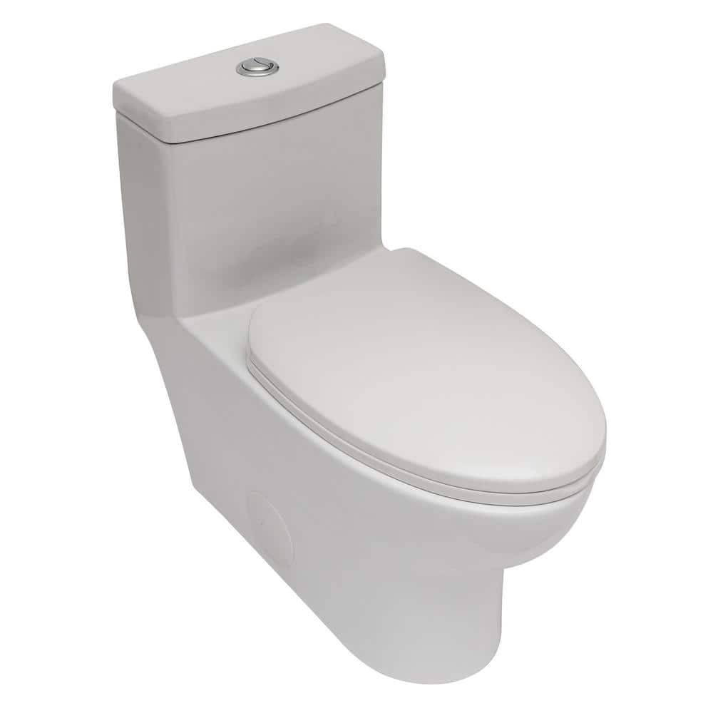 Ceramic 1-Piece 1.1/1.6 GPF Dual Flush Elongated Toilet in White, Soft Closed Seat Included -  cadeninc, Yea-LQD0-194