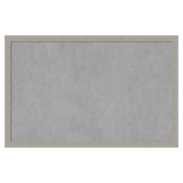 Amanti Art Woodgrain Stripe Grey 34 in. x 22 in. Framed Magnetic Board