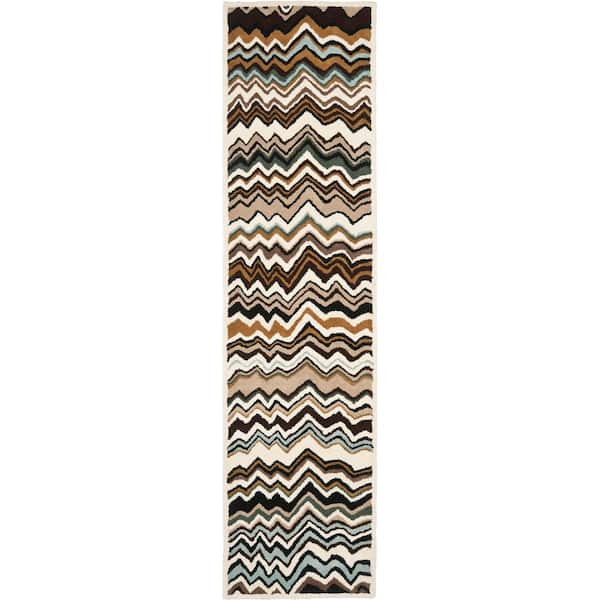 Wyndham 2 ft. x 11 ft. Brown/Multi Zig-Zag Runner Rug