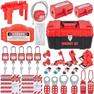 Lockout Tagout Station 43 Pcs Electrical  Safety Lock Set Includes Padlocks, 5 Kinds of Lockouts, Hasps, Tags,Tie, Box
