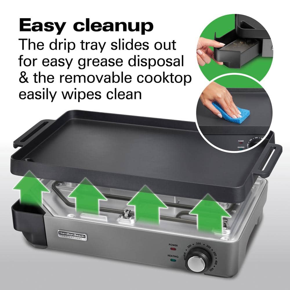 Hamilton Beach Black Cast Iron Electric Griddle with Adjustable Temperature