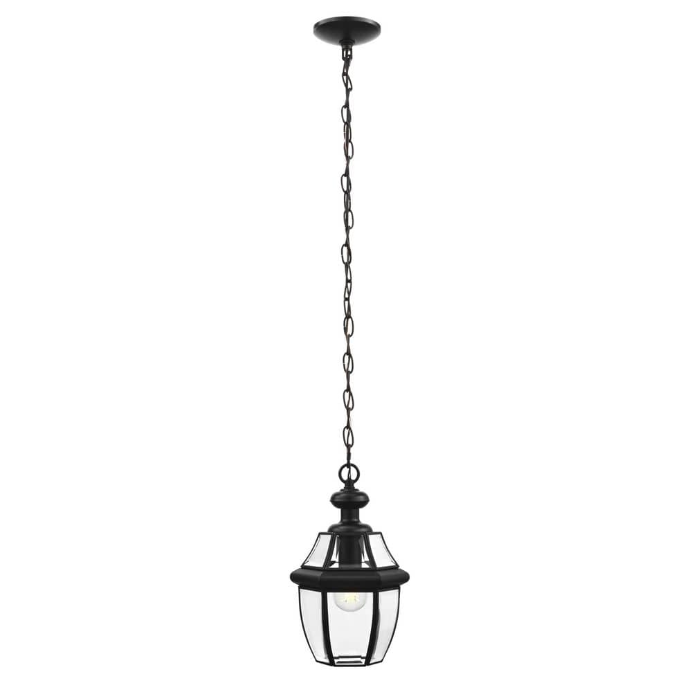 Highstone 1-Light Matte Black Hardwired Medium Outdoor Coach Hanging Pendant Light with Clear Glass price history on PriceWatchPro