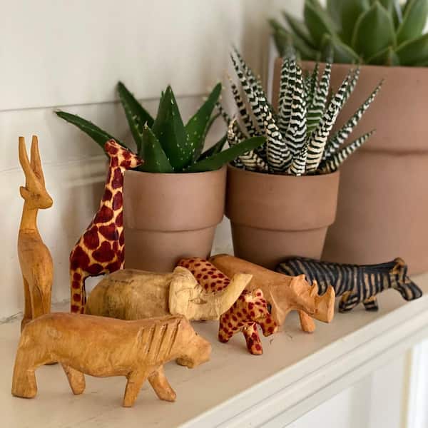 Global Crafts Miniature Wood Safari Animals (Set of 7)
