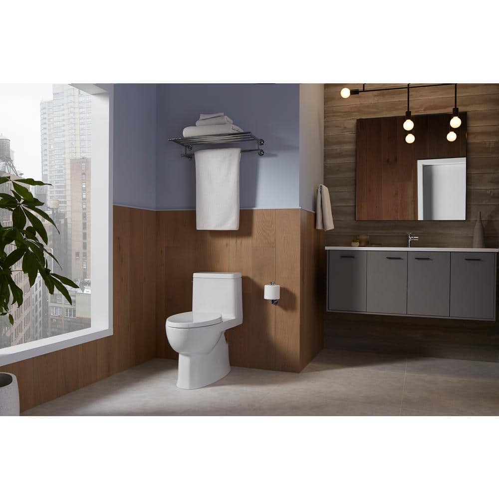 White High Efficiency Elongated Free Standing Toilet