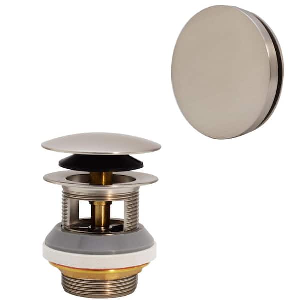 Westbrass 1-1/2 in. NPSM Integrated Overflow Round Tip-Toe Bath Drain with Illusionary Overflow Cover, Satin Nickel