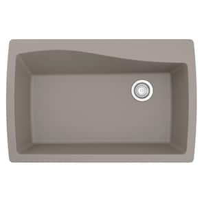 Drop-In Quartz Composite 34 in. 1-Hole Single Bowl Kitchen Sink in Concrete