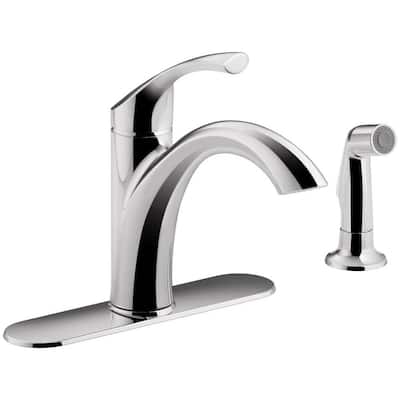 Mistos Single-Handle Standard Kitchen Faucet with Side Sprayer in Polished Chrome