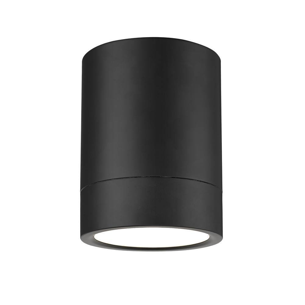 Algar 6 in. Matte Black Integrated LED Flush Mount with Frosted Acrylic Sha