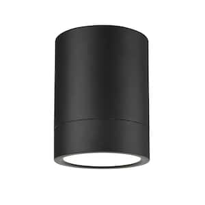 Algar 6 in. Matte Black Integrated LED Flush Mount with Frosted Acrylic Shade (1-Pack)