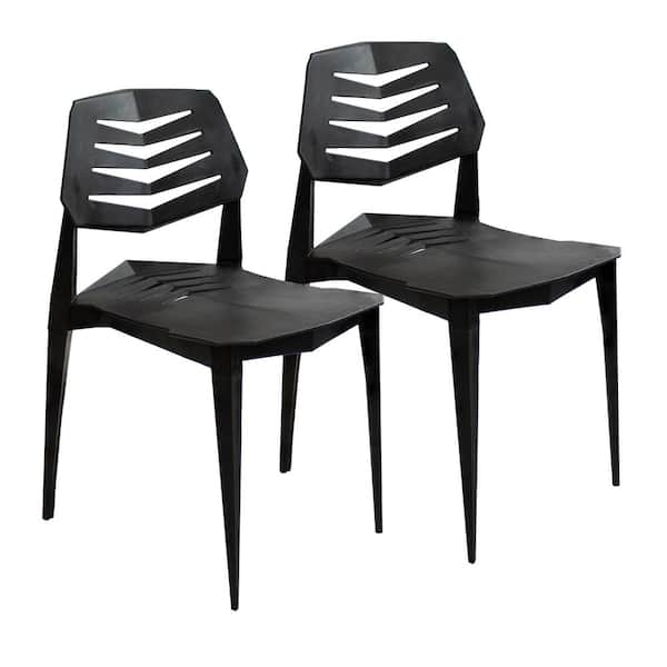 Sunnydaze Matisse Polypropylene Dining Chair - Black - 2-Pack
