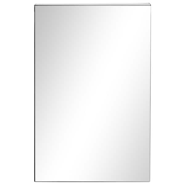 15.25 in. W x 23.50 in. H Modern Rectangular Steel Medicine Cabinet with Mirror and 3-Shelves - Silver