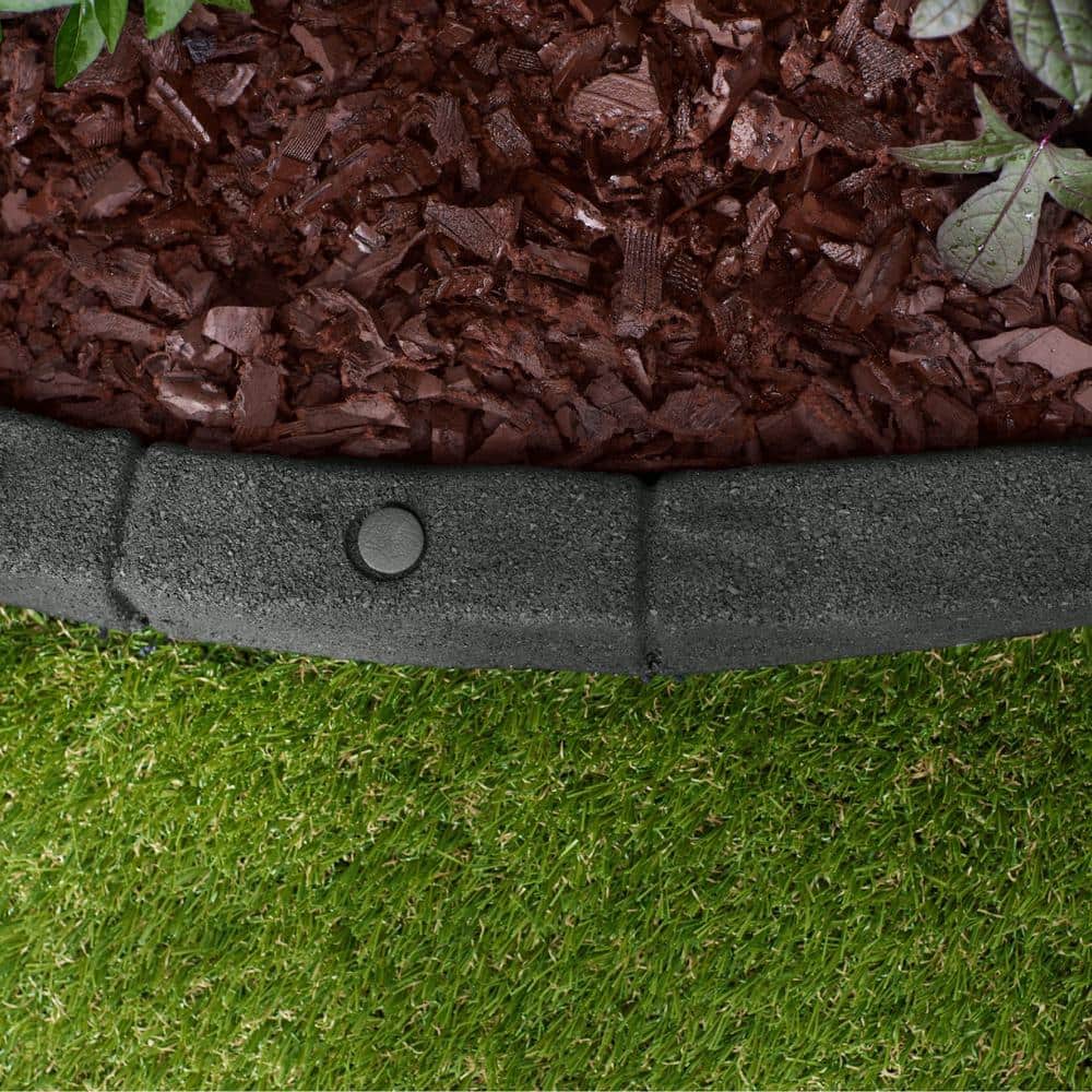 Gray Rubber Cobblestone Garden Edging, 144-ft, 36 Pack