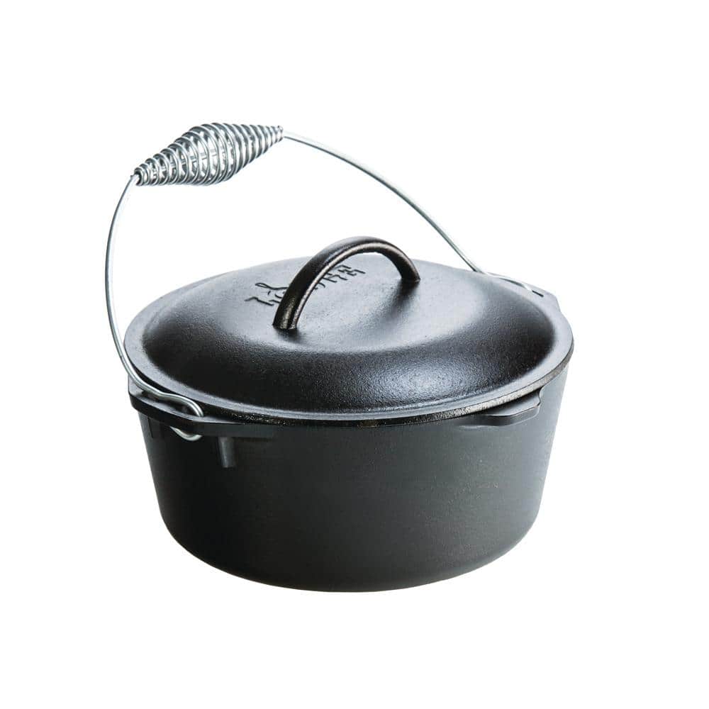 Lodge Camp 6 qt. Round Cast Iron Dutch Oven in Black with Lid L12CO3 - The  Home Depot