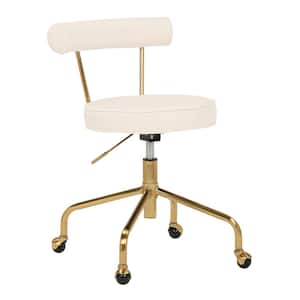 Rhonda Cream Velvet and Gold Steel Task Chair