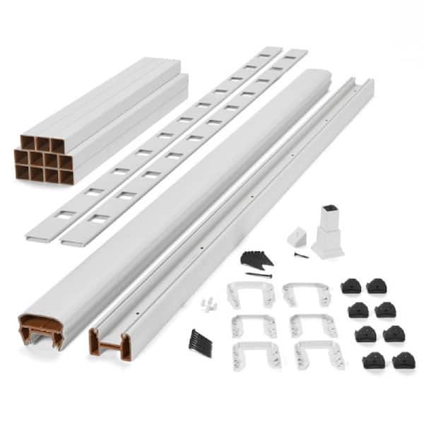 Transcend 6 ft. x 36 in. Classic White Composite Stair Deck Rail Kit with Matching Square Composite Balusters