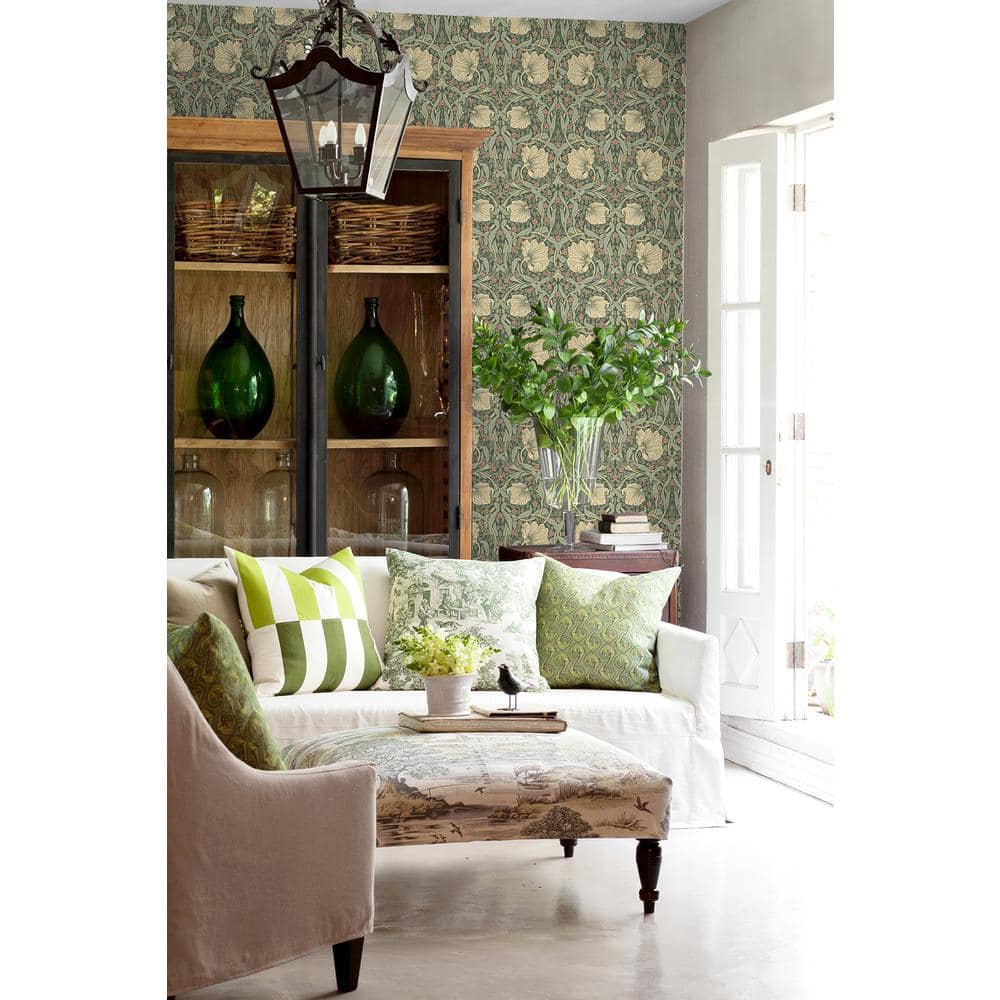 Gardenia & Sage Floral Peel and Stick Vinyl Wallpaper
