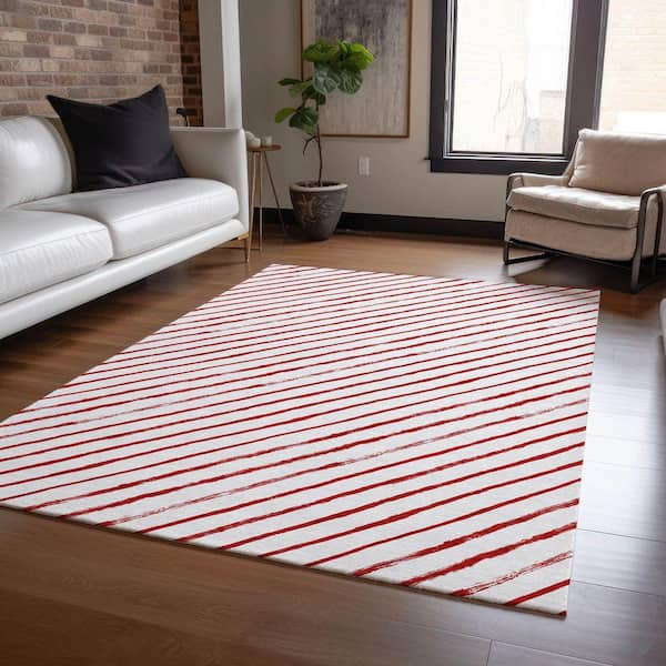 Simple Rug Red Addison Rugs Chantille Machine Washable Indoor/Outdoor Abstract ACN1819 ...