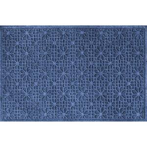 Aqua Shield Stained Glass Navy 35 in. x 59 in. PET Polyester Door Mat