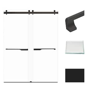 Brooklyn 60 in. W x 80 in. H Double Sliding Frameless Shower Door in Matte Black with Low Iron Glass
