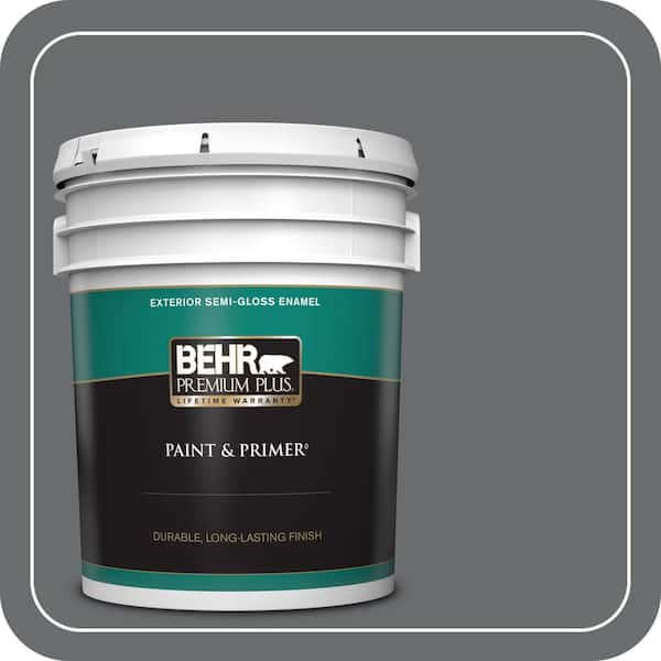 BEHR PREMIUM PLUS 5 gal. #770F-5 Dark Ash Semi-Gloss Enamel Exterior Paint & Primer