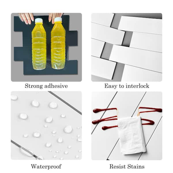Plastic Peel & Stick Subway Tile Contemporary Waterproof Peel & Stick  Subway Tile
