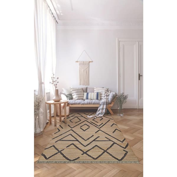 Cosmoros Himba Natural 8 ft. x 10 ft. Abstract Bohemian Global Indoor Area Rug