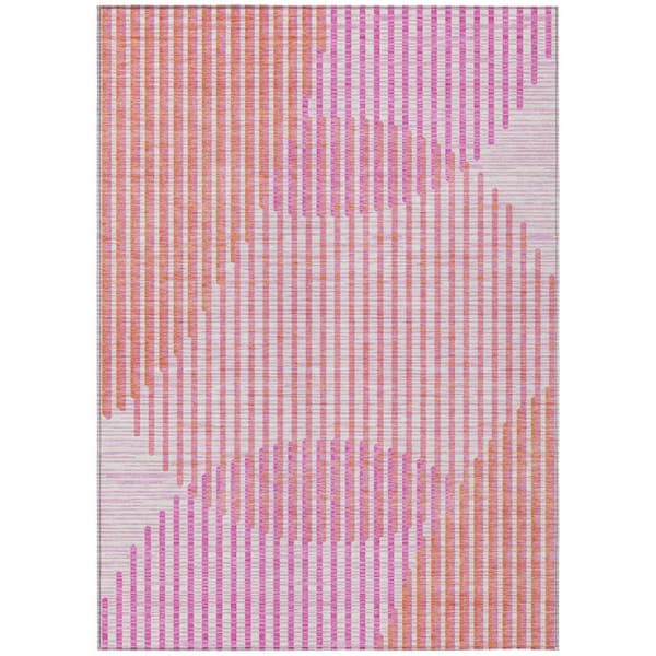 Chantille Machine Washable Indoor/Outdoor Abstract ACN1001 Pink 5 ft. x 7 ft. 6 in. Area Rug