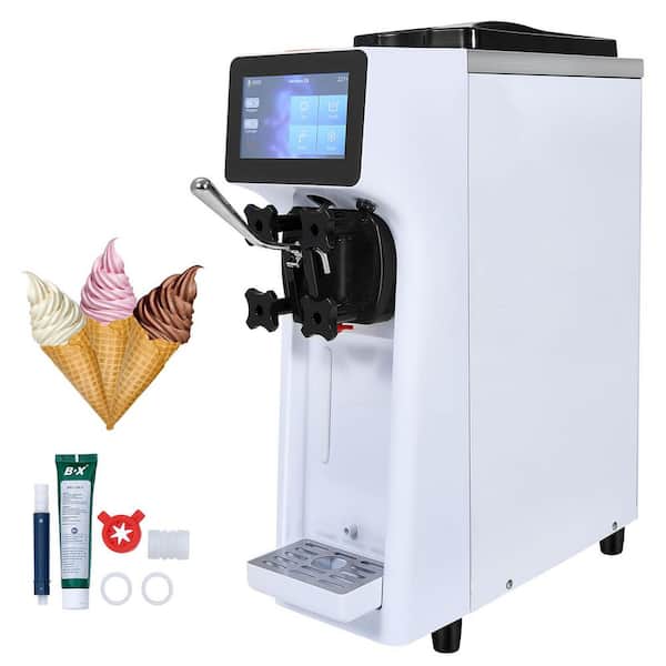 Commercial Ice Cream Machine 10.6 qt./H Yield 1000W Single Flavor Countertop Soft Serve 4 L Hopper Stainless Steel