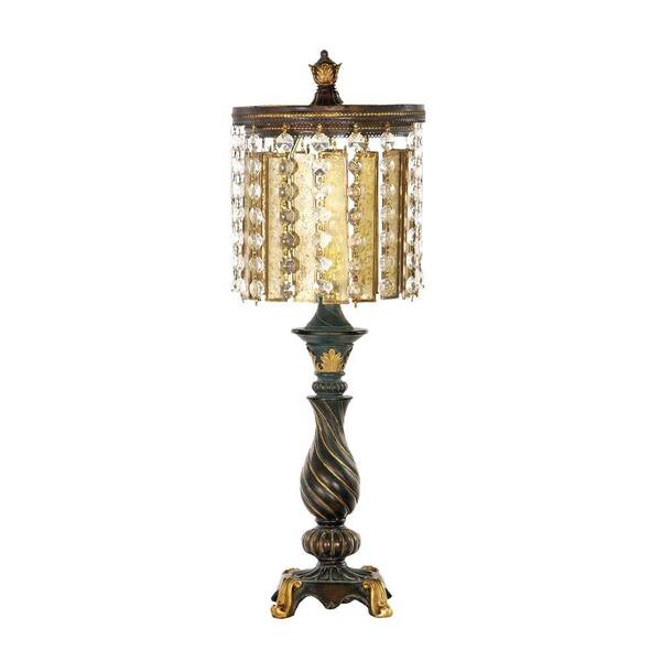 Titan Lighting Amber and Crystal 22 in. Gold Leaf and Black Table Lamp