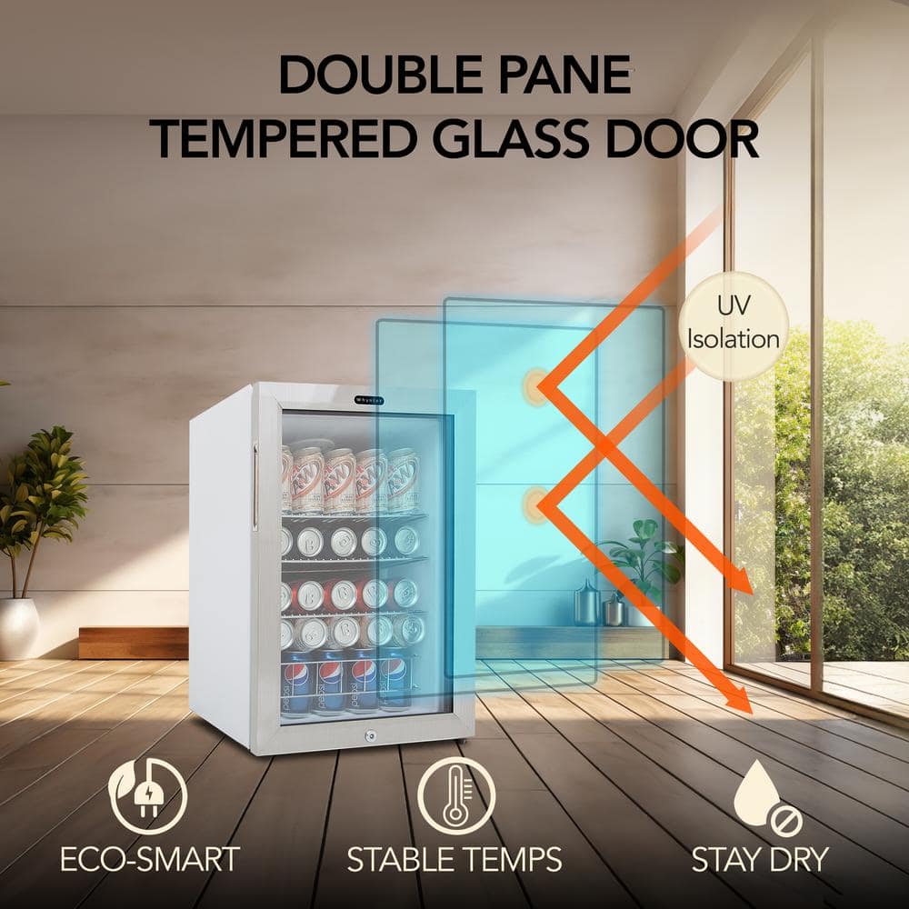Compact Stainless Steel Freestanding Beverage Refrigerator with Glass Door