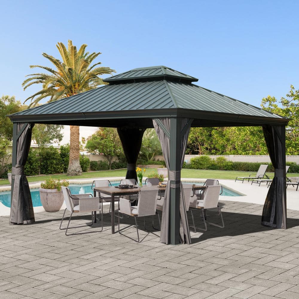 domi outdoor living 16 ft. W x 12 ft. D Aluminum Hardtop Gazebo with ...