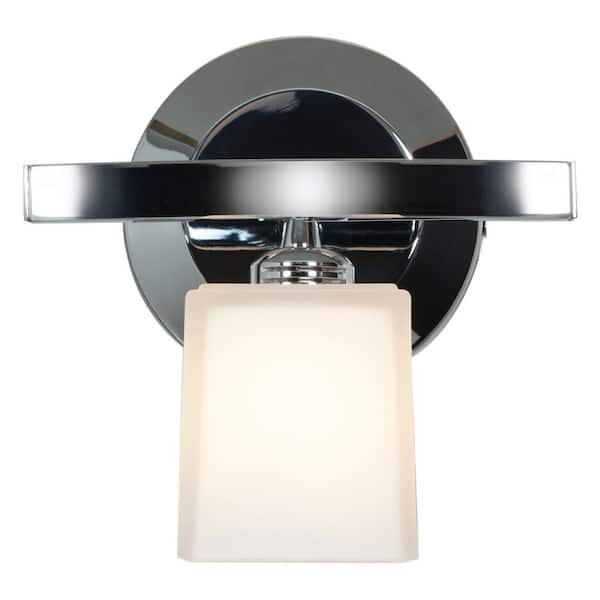 Access Lighting Sydney 1-Light Chrome Vanity Light with Opal Glass Shade