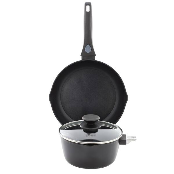 4 Piece Nonstick Aluminum Cookware Set in Black