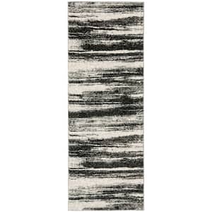 Retro Dark Grey/Light Grey 2 ft. x 7 ft. Striped Runner Rug