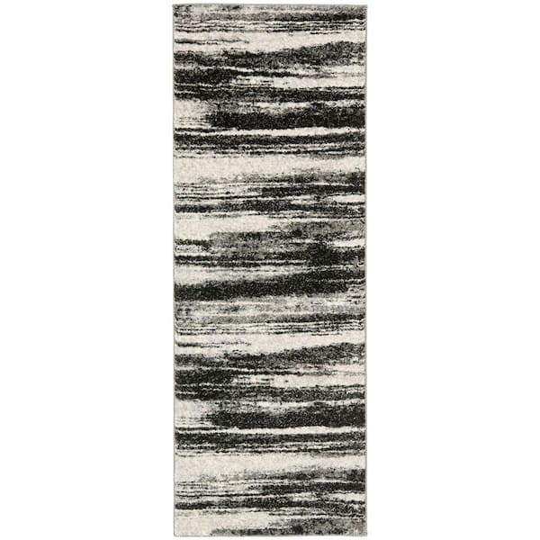 SAFAVIEH Retro Dark Grey/Light Grey 2 ft. x 7 ft. Striped Runner Rug