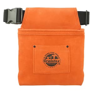1-Pocket Leather Suede Nail and Tool Pouch with 2 in. Webbing Belt