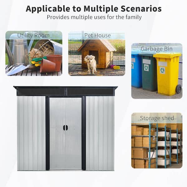 8 ft. W x 6 ft. D White Metal Storage Shed with Window and