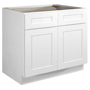 Brookings Plywood Ready to Assemble Shaker 36x34.5x24 in. 2-Door 2-Drawer Base Kitchen Cabinet B36 in White