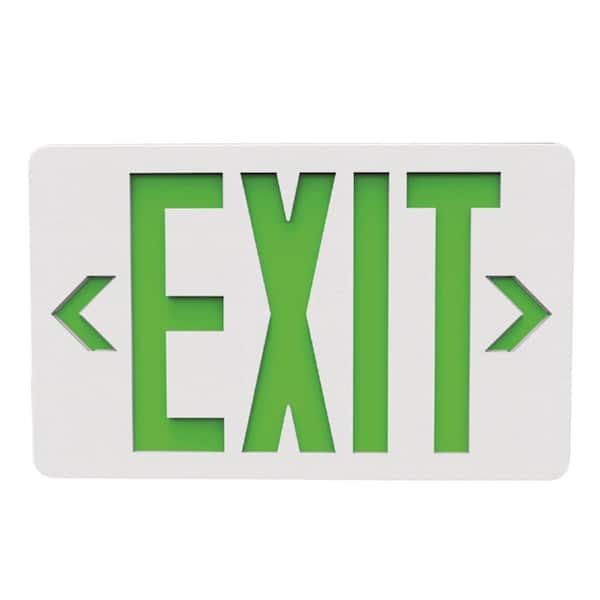 HALCO LIGHTING TECHNOLOGIES Evade 120-Volt/277-Volt Integrated LED White with Green Exit Sign Remote Capacity