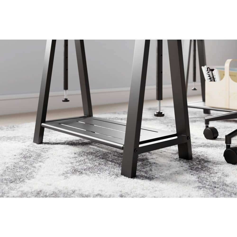 Transitional 47'' Black and White Adjustable Home Office Desk with Drawer