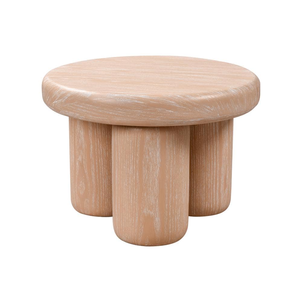Hinsdale 26 in. Light Oak Round Wood Accent Table HD-231025778 - The ...