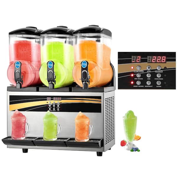 1522 oz. Commercial Slushy Machine 15L x 3 Tanks 1200-Watt Stainless Steel Frozen Drink Maker for Cafes Bars Home Use