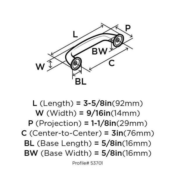 Weathered Nickel 3-Inch Bar Pull with Mounting Hardware