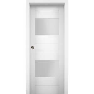 VDOMDOORS 30 in. x 96 in. Single Panel White Solid MDF Double Sliding ...