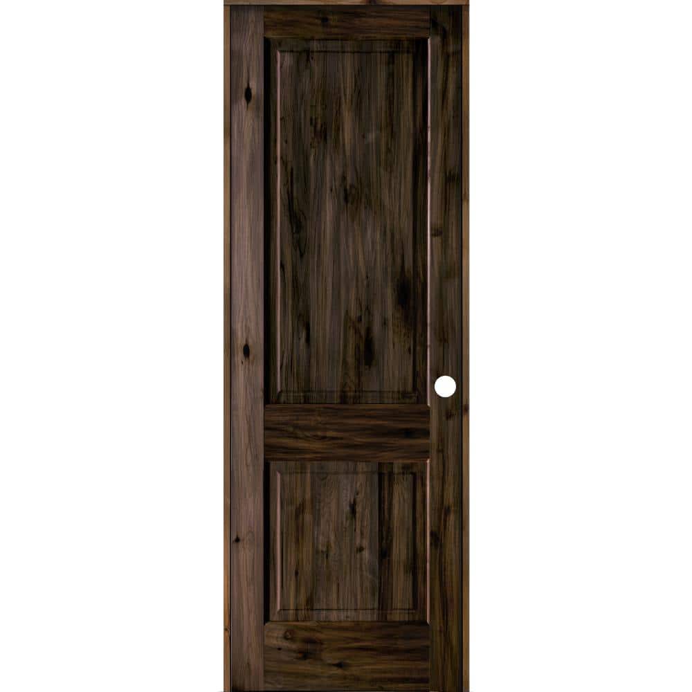 32 in. x 96 in. Rustic Knotty Alder Wood 2-Panel Square Top Left-Hand/Inswing Black Stain Single Prehung Interior Door price history on PriceWatchPro
